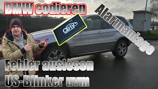 Codieren mit der Carly App und Adapter am BMW X5  USBlinker Alarmanlage uvm kodieren [upl. by Acinhoj]