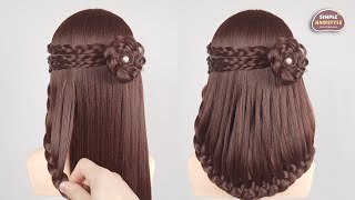 Simple Hairstyles  Different Half Up Half Down Hairstyles  Open Hair Hairstyle Easy [upl. by Russian]