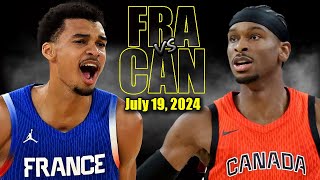 Canada vs France Full Game Highlights  2024 Olympics  July 19 2024 [upl. by Ethe]