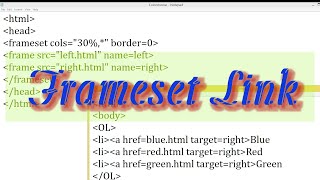 HTML frameset tag  How to create frameset link in html  HTML frameset href tag with frameset [upl. by Bent]