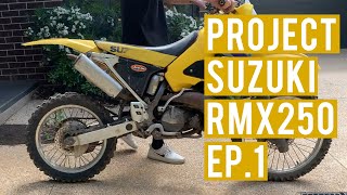 Suzuki RMX250 Rebuild Ep1 750 dirt bike [upl. by Hgielyk]