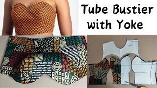 How to make a Bustier Pattern with Yoke Strapless BustierTube Bustier pattern step by step [upl. by Dibbrun]