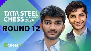 Gukesh v Pragg PreCandidates Faceoff amp Nodirbek v Vidit On Penultimate Day  Tata Steel 2024 Rd 12 [upl. by Aidahs60]