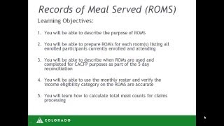 CACFP Training How to Complete and Use ROMS [upl. by Renie]