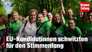 Frauenlauf im Prater EUKandidatinnen schwitzten für den Stimmenfang  kronetv NEWS [upl. by Nivri]