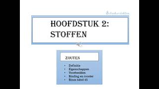 vwo Hoofdstuk 2 Stoffen Zouten [upl. by Ellerad]