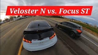 Veloster N vs Focus ST Roll And Drag Race [upl. by Tye]