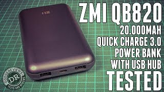 Unboxing and testing a ZMI QB820 20000mAh QC30 Powerbank with USB hub [upl. by Lynnworth]