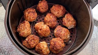 Air Fryer Meatballs Recipe  How To Make Meatballs In Air Fryer With Ground Turkey Or Beef  So Easy [upl. by Sillyhp]