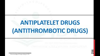 AntiplateletAntithrombotic drug Platelet aggregation inhibitors Aspirin Clopidogrel Ticlopidine [upl. by Shepperd]