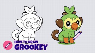 How to draw Grookey Pokemon Step by step drawing tutorial for kids  Easy and simple drawing [upl. by Quintie935]