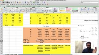 Calculating Portfolio Variance using Variance Covariance Matrix in Excel  Risk Contribution [upl. by Anerbes]