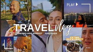 Korea Travel Vlog  Gwangjang market amp Han river Eating silkworms [upl. by Akenn270]