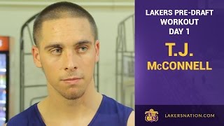 Lakers PreDraft Workouts TJ McConnell [upl. by Aronle808]