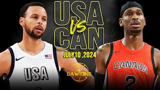 USA vs Canada Full Game Highlights  Olympics WarmUp  July 10 2024  FreeDawkins [upl. by Newkirk]