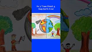 Save Trees Poster Drawing and Slogan Save Nature Plant trees schoolproject kidsactivities EarthDay [upl. by Nilyarg841]