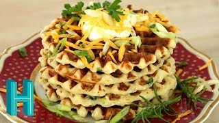 Mashed Potato Waffles Hilah Cooking [upl. by Adnylam129]