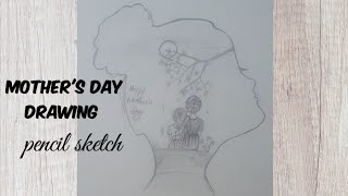 Mothers Day Drawing Step by step Mothers Day pencil sketch for beginners [upl. by Ninahs]