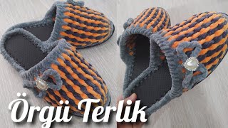 ÖRGÜ TERLİK YAPIMI 🤩 POFUR POFUR EV TERLİĞİ YAPALIM MI Yeni model terlik çok istek aldı Ayşe Varol [upl. by Palumbo518]