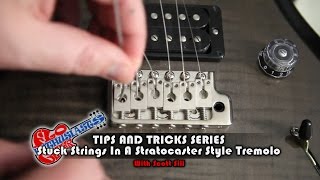 How To Fix Stuck Guitar Strings in a Stratocaster Style Tremolo  Tips and Tricks by Scott Sill [upl. by Saberio]