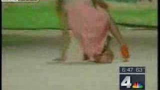 News Anchor cannot stop laughing at catwalk model falling [upl. by Hennebery534]