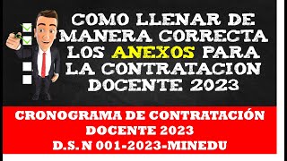 COMO LLENAR DE MANERA CORRECTA LOS ANEXOS PARA LA CONTRATACION DOCENTE 2023 [upl. by Cartwright]