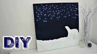 DIY Christmas Fairy Lights Polar Bear Canvas  Jtru [upl. by Oiluig]