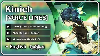 Kinich  All Voice Lines ENGLISH Voice Over  Genshin Impact  M0har1b [upl. by Aralc296]