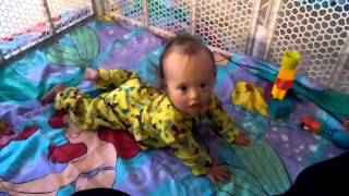 Down Syndrome Boy With Infantile Spasms Crawls at 14 months [upl. by Knick]