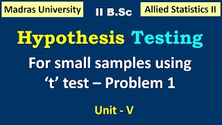 ttest Problem 1A sample of 26 bulbs gives a mean lifeTesting of hypothesis  Allied Statistics2 [upl. by Natelson865]