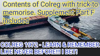 Colreg 1972  video 1 Contents amp trick to memorise Supplement Part F included [upl. by Eiddet]