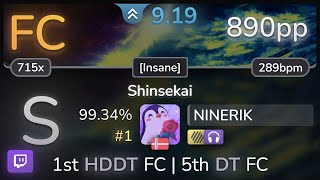 🔴 92⭐ NINERIK  Shiraishi  Shinsekai Insane HDNC 9934 FC 1  890pp  osu [upl. by Edwina139]