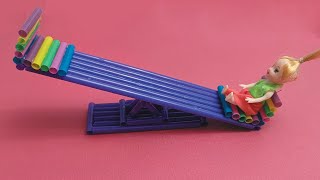 Pipetlerle Tahterevalli Yapımı  Straw Toy Making Seesaw shorts renkliboyamalar nasılyapılır [upl. by Brenden]