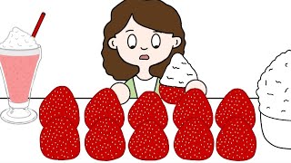 Mukbang Big Strawberry and Whipped Cream 왕딸기 휘핑크림 과일 먹방  ANIMATION MUKBANG ASMR MUKMUK [upl. by Curson]