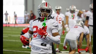 Ohio State Football Defensive Backs in Action at Spring Practice No 2 [upl. by Atinnod16]