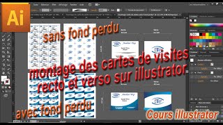 montage des cartes de visites recto  verso sur illustrator avec et sans le fond perdu [upl. by Ais216]