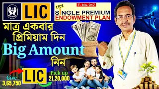 LIC Single Premium Endowment Plan 917  High Returns with Just One Premium—Act Now Moneyhold [upl. by Leacock]