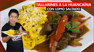 LOMO SALTADO CON TALLARINES A LA HUANCAINA  Comida Peruana [upl. by Ming]