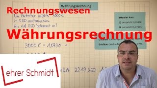 Währungsrechnung  Umrechnung EUR  USD  Rechnungswesen  Lehrerschmidt [upl. by Yzmar]