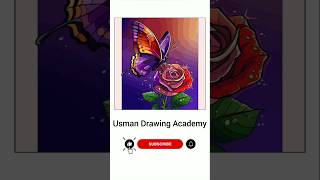 Coloring a Beautiful Red Rose 🌹 and butterfly 🦋 shorts short viralvideo trending shortvideo [upl. by Aspasia]