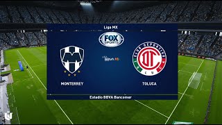 Monterrey vs Toluca ● Liga Mx 2024 ● Gameplay Pes 2021 [upl. by Shields]