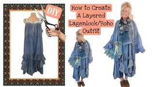 Sewing Tutorial  How To Make An Upcycled Layered Lagenlook Boho Outfit  Thrift Flip [upl. by Niamert]