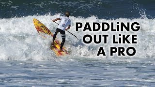 How to Paddle Out in Bigger Surf on a SUP [upl. by Anoit183]