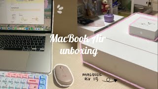 macbook air 15 inch starlight  unboxing 💻 [upl. by Clayson]