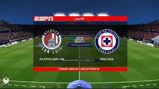 San Luis vs Cruz Azul ● Liga Mx 2023 ● Gameplay Pes 2021 [upl. by Adyol]