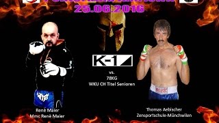 Thomas Aebischer vs Rene Meier  Kickboxing K1 rules 25 06 2016 Amriswil [upl. by Ahseeyt]