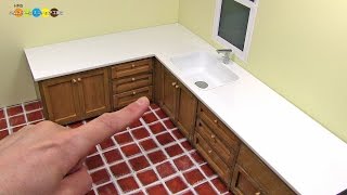 DIY Miniature L Shaped Kitchen Sink ミニチュアL字型の流し台作り [upl. by Charlean]