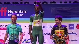 Biniam Girmay wins in Herentals [upl. by Labinnah]