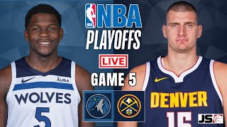 Minnesota Timberwolves vs Denver Nuggets Game 5  NBA Live Scoreboard [upl. by Oilut278]