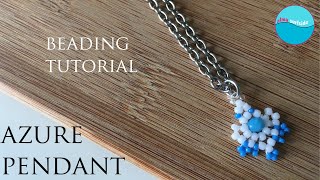 BEADING TUTORIAL Azure Pendant Czech fire polished bead seed beads beadedjewelry diytutorial [upl. by Akkinahs586]